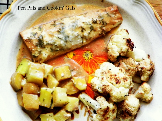 Dilly Mahi Mahi, Zucchini, and Roasted Balsamic Cauliflower :: Pen Pals and Cookin' Gals