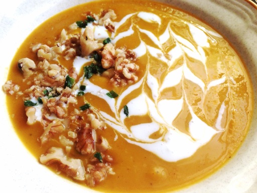 Curried Butternut Squash Soup with Coconut Creme